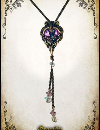 Victorian heart pendant jewelry - Handmade medieval necklace with swarovski by Dracolite steampunk buy now online