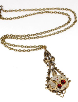 JULY Steampunk Necklace, RED Steampunk Watch Necklace Antique Brass JANUARY or July Victorian Steampunk Jewelry by VictorianCuriosities by VictorianCuriosities steampunk buy now online