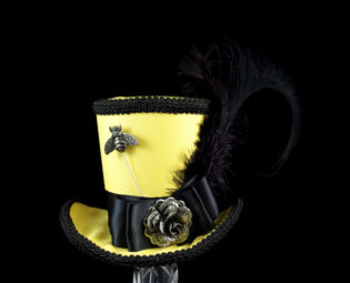RESERVED FOR MELISSA - Bumblebee Yellow and Black Mini Top Hat Fascinator, Alice in Wonderland, Mad Hatter Tea Party, Derby Hat by TheWeeHatter steampunk buy now online
