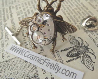 Steampunk Tie Tack Brass Bee Tie Tack Pin Men's Accessories Men's Gifts Bee Pin Gothic Victorian Steampunk Bee Tie Tac Old Tiny Movement by CosmicFirefly steampunk buy now online
