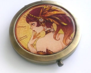 Compact Mirror Time lady by dreamchaserart steampunk buy now online