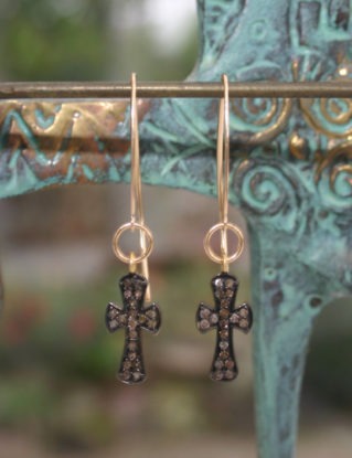 PAVE DIAMOND CROSS Drop Earrings by GIGIPEONI steampunk buy now online