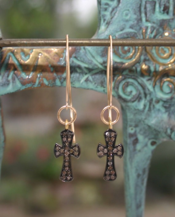 PAVE DIAMOND CROSS Drop Earrings by GIGIPEONI steampunk buy now online