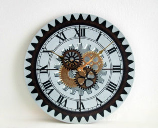 Wall Clock on Vinyl LP Record with Steampunk Gears - Rustic Home Decor - Industrial Wall Decor - Wall Accent - Unique Wall Clock by GoldenDaysDesigns steampunk buy now online