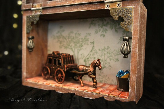 Music Box: HORSE & CARRIAGE! Musical Installation By Fae Factory Artist Dr Franky Dolan (Diorama Steampunk Furniture Keepsake Box Fine Art) by faefactory steampunk buy now online