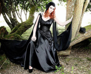 Gothic Black wedding dress. Dark Angel by SarinaPoppyVintage steampunk buy now online