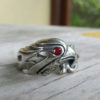 Eagle bird head garnet ring tribal indian cowboy country and western sterling silver ring by youareoutthere steampunk buy now online