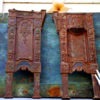Two Cast Iron Theater Seat Sides: Incredible Antique Architectural / Furniture Reclaimed Salvage Pair -- 1927 Legs with Electric Sconce by MerlesVintage steampunk buy now online