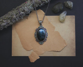 Labradorite necklace with light green crystals - Genuine blue & green gemstone amulet // occult, witchcraft, ritual stone by DevilsJewel steampunk buy now online