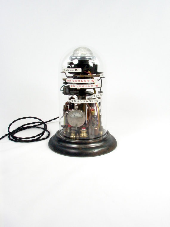 Industrial Steampunk Lamp Illuminated Assemblage Art by BenclifDesigns steampunk buy now online