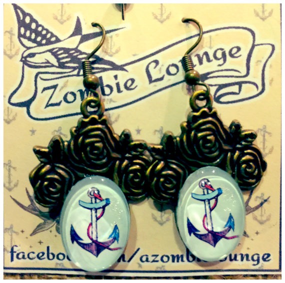 Anchor Earrings by ZombieLounge steampunk buy now online
