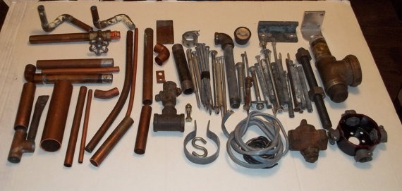 Steampunk Destash Craft Supplies Lot ,Over 5 Pounds Of Copper alone , Scrap and like new vintage Metal Pieces ,Hardware for Art Mixed Media by 12karri steampunk buy now online
