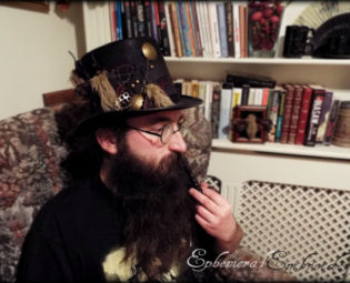Black goth / steampunk top hat with three moths on by EphemeralEmbroidery steampunk buy now online