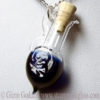 Skull and Crossbones Blue Poison Bottle Pendant LARP OOAK - Fillable Lampwork Potion Bottle by steampunkglass steampunk buy now online