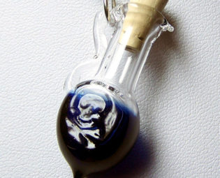 Skull and Crossbones Blue Poison Bottle Pendant LARP OOAK - Fillable Lampwork Potion Bottle by steampunkglass steampunk buy now online