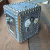 Post office Box Piggy Bank, Chester Mannly Silver Studded Swirls Steampunk with Silver Door by OldCountryGeneral steampunk buy now online