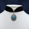 Costume Renaissance Black Velvet Choker, Gothic, Cosplay, Steampunk, Black Velvet Ribbon, Turquoise Blue, Silver, Gothic, Street Goth (86) by WynterMyst steampunk buy now online