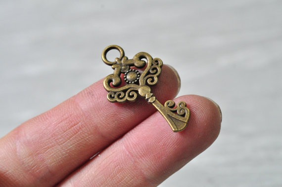 30pcs Antique Bronze Key Charm Pendant 33x18mm N168 by BeadSources steampunk buy now online