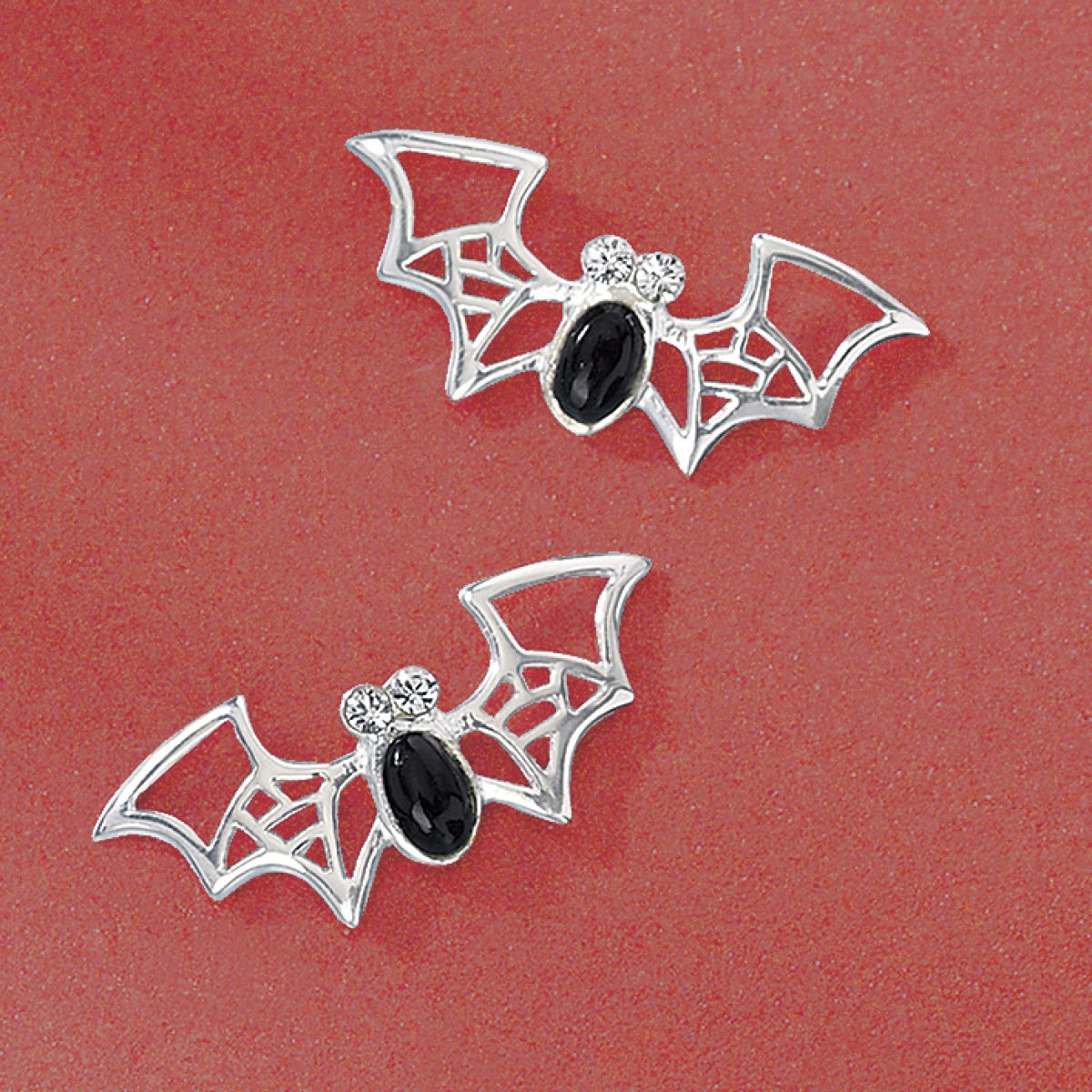 Onyx and Sterling Silver Bat Post Earrings steampunk buy now online