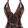 8105 Women's Waist Trainer Corset Steel Boned Steampunk Halter Gather Leather Shaper XX-Large Brown steampunk buy now online