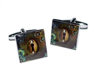 Steampunk Style Keyhole and Cogs Design Cufflinks X2BOCS279 steampunk buy now online