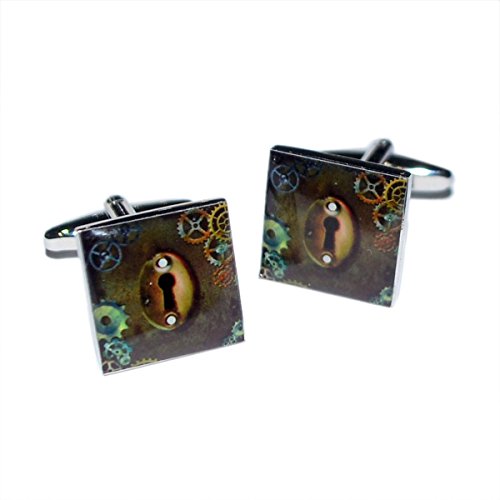 Steampunk Style Keyhole and Cogs Design Cufflinks X2BOCS279 steampunk buy now online