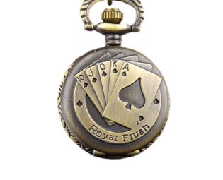 Finejo Poker Patterns Vintage Style Bronze Steampunk Quartz Pocket Watch steampunk buy now online