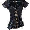 Charmian Women's Steampunk Steel Bone Black Lace Trim Overbust Corset with Jacket & Belt Black Small steampunk buy now online