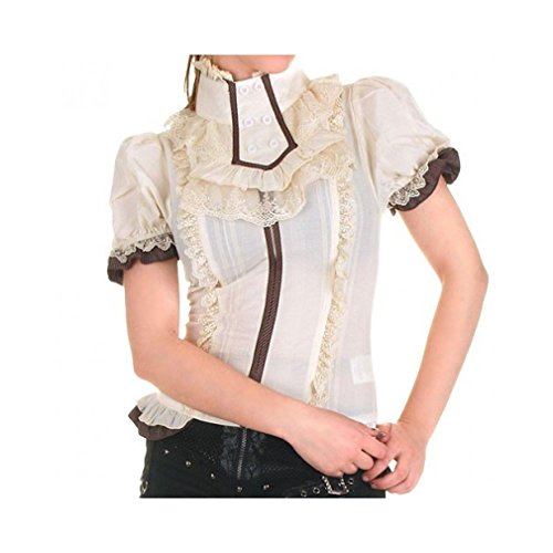 Crazyinlove women White and Brown Shirt - Sizes - XL steampunk buy now online