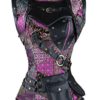 Lucea Women's Spiral Steel Boned Steampunk Gothic Vintage Overbust Corset with Jacket and Pouches Purple X-Large steampunk buy now online