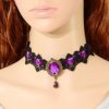Black Lace Rhinstone Choker Victoria Steampunk Style Gothic Collar Necklace Gift (Purple) steampunk buy now online