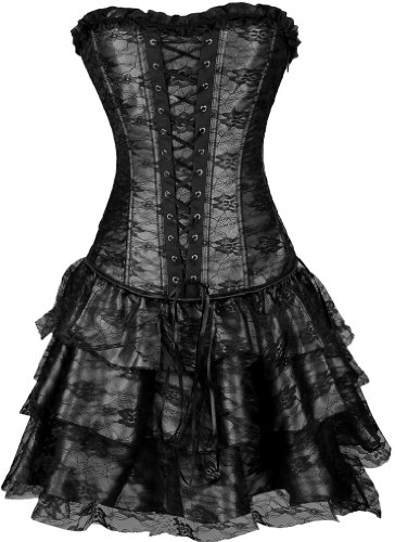 TDOLAH Sexy Corset Gothic Boned Dress Bustier Clubwear Lingerie Set for Women (UK Size 14-16 (2XL), Black) steampunk buy now online