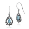Sterling Silver 0.93ct Blue Topaz & 0.24ct Marcasite Victorian Drop Earrings steampunk buy now online Sterling Silver 0.93ct Blue Topaz & 0.24ct Marcasite Victorian Drop Earrings steampunk buy now online