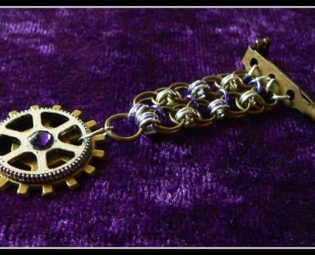 Purple Steampunk Chain Mail Medal - Steampunk Medal - Chainmail Medal - Dieselpunk Medal - Cog Medal - Steampunk Jewellery by TheCuriousCogsmith steampunk buy now online