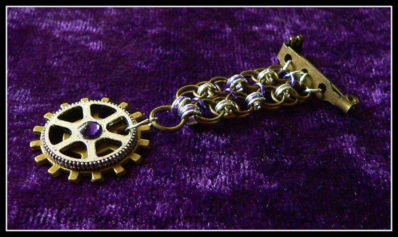 Purple Steampunk Chain Mail Medal - Steampunk Medal - Chainmail Medal - Dieselpunk Medal - Cog Medal - Steampunk Jewellery by TheCuriousCogsmith steampunk buy now online