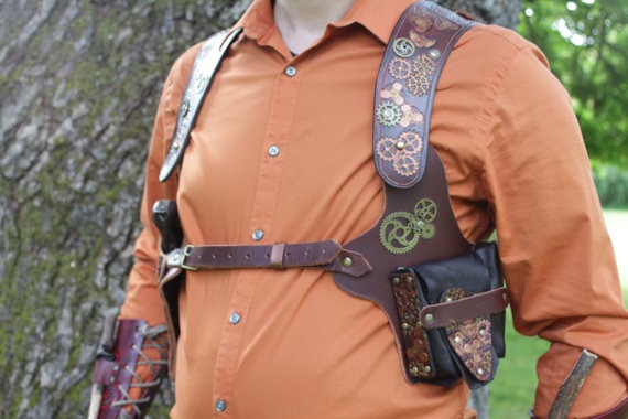 Steampunk Ballistic Holster by LeatherWorksbyWillow steampunk buy now online