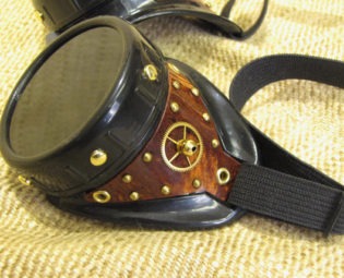 Burwood finish Steampunk Goggles with brass detail by DeathstarSamovar steampunk buy now online
