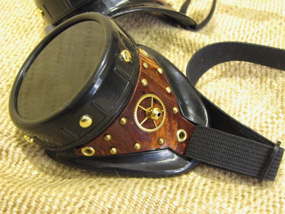 Burwood finish Steampunk Goggles with brass detail by DeathstarSamovar steampunk buy now online