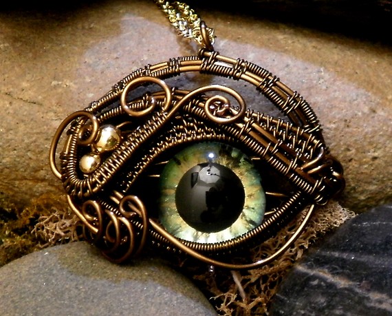 Gothic Steampunk Itty Bitty Evil Eye in Bronze Creepyness With Handpainted Glass Eye by twistedsisterarts steampunk buy now online