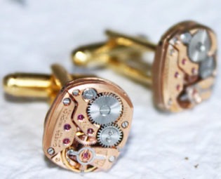 OMEGA Steampunk Cufflinks (Men) - Rare Rose Gold GENUINE OMEGA Luxury Swiss Vintage Watch Movement - Matching - Symbol of Prestige Men Gift by TimeInFantasy steampunk buy now online