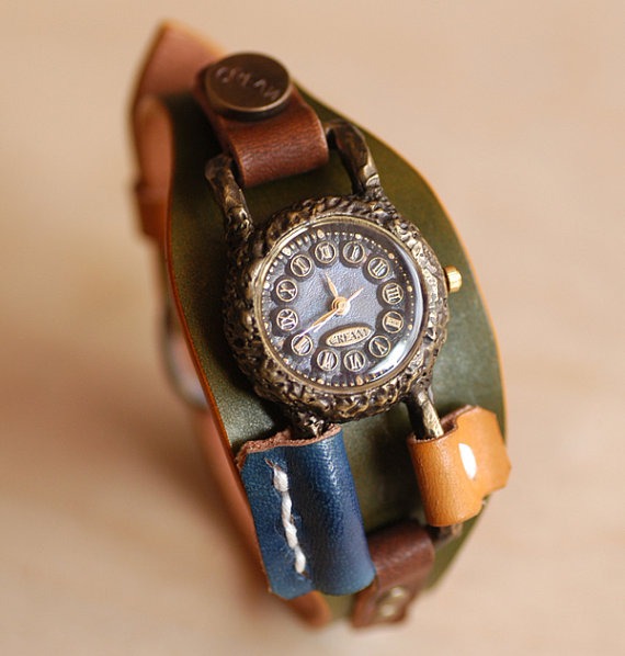 Vintage Retro Steampunk Handcraft Watch. Leather Band /// Arya(back strap) - Perfect Gift for Birthday and Anniversary by metaletlinnen steampunk buy now online