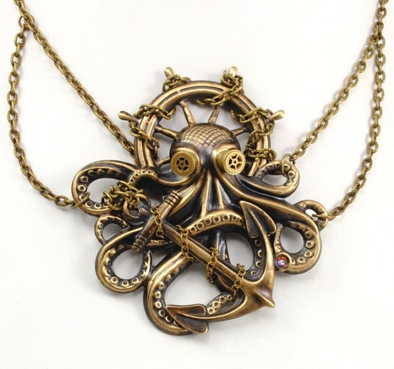 Nautical Necklace Steampunk Necklace Octopus Necklace Kraken Cthulhu Steampunk Goggles Steampunk Jewelry By Victorian Curiosities by VictorianCuriosities steampunk buy now online