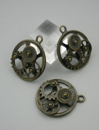 4 pcs.Zinc Antique Brass Wheel Gear Steampunk 3D Gear Charms Pendants 30x35 mm. Gear BR 3D PND 84 by StudRivet steampunk buy now online