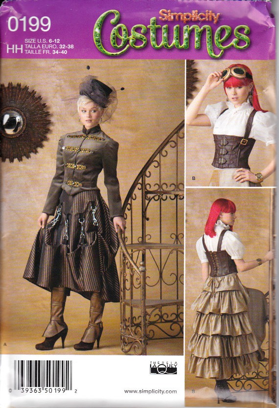 Simplicity 1558 Misses Steampunk Victorian Costume Jacket Skirt Spat Corset Sewing Pattern Sizes 6-12 NEW UNCUT by patternsandcrafts steampunk buy now online