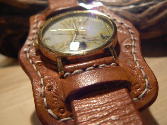 Mens watch, leather strap, Brown Leather watch , mens wrist watch by GORIANI steampunk buy now online