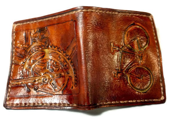 Bike Wallet - Leather - Bicycle Wallet - Bicycle Gift - Cycling - Sport Gift - Steampunk Gift. Holds 12 Credit Cards, 2 Bill Slots by WorldofLeathercraft steampunk buy now online