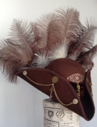 Steampunk brown & Brass Pirate hat The Lady Ely by Blackpin steampunk buy now online