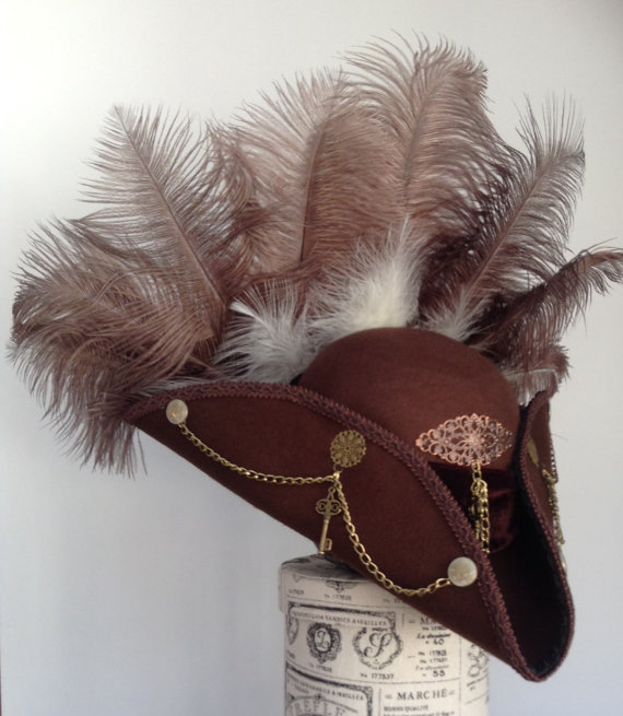 Steampunk brown & Brass Pirate hat The Lady Ely by Blackpin steampunk buy now online