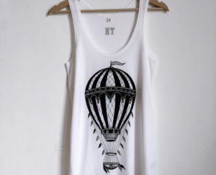 Hot air balloon women's tank top steampunk tattoo print womans top womens gift for woman vintage hot air balloon retro balloons romantic tee by hardtimesdesign steampunk buy now online