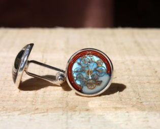 Steampunk Cufflinks, custom wedding cuff link, glass dome cuff links, gift for Him Her nekel free by Blueskymood steampunk buy now online